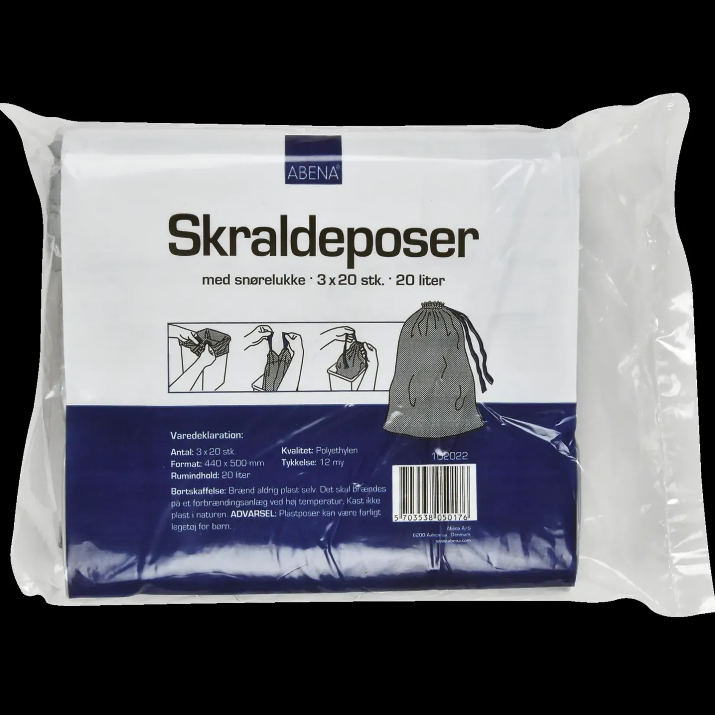 Abena affaldspose m/snøreluk 20 liter grå* Rengøringsartikler|Tilbehør Til Kontor Og Værksted