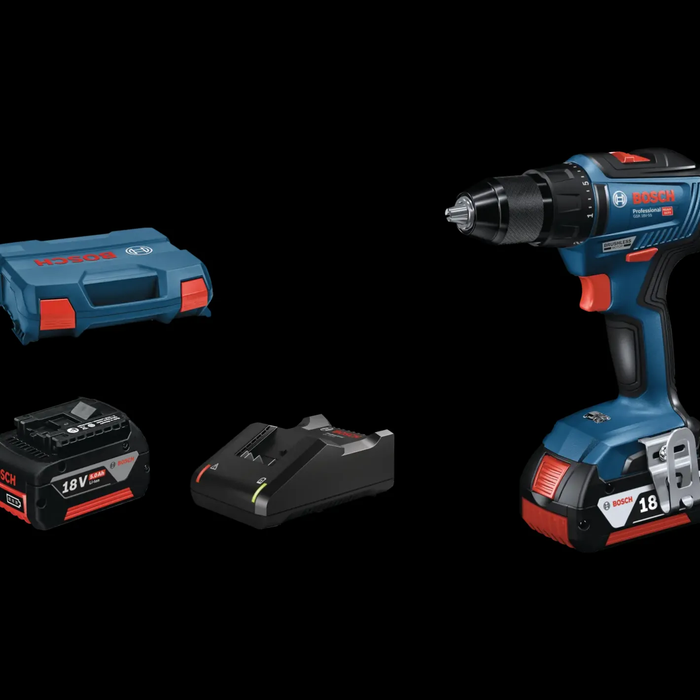 Bosch Professional Bosch GSR 18V-55 akku bore-skruemaskine - inkl. 2 x 5,0 Ah batteri og lader* Bore- Og Skruemaskiner