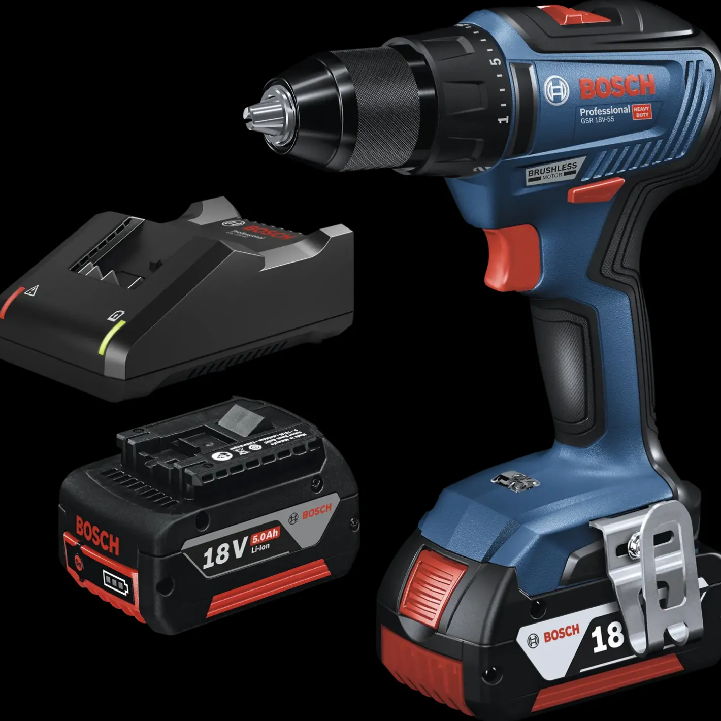 Bosch Professional Bosch GSR 18V-55 akku bore-skruemaskine - inkl. 2 x 5,0 Ah batteri og lader* Bore- Og Skruemaskiner