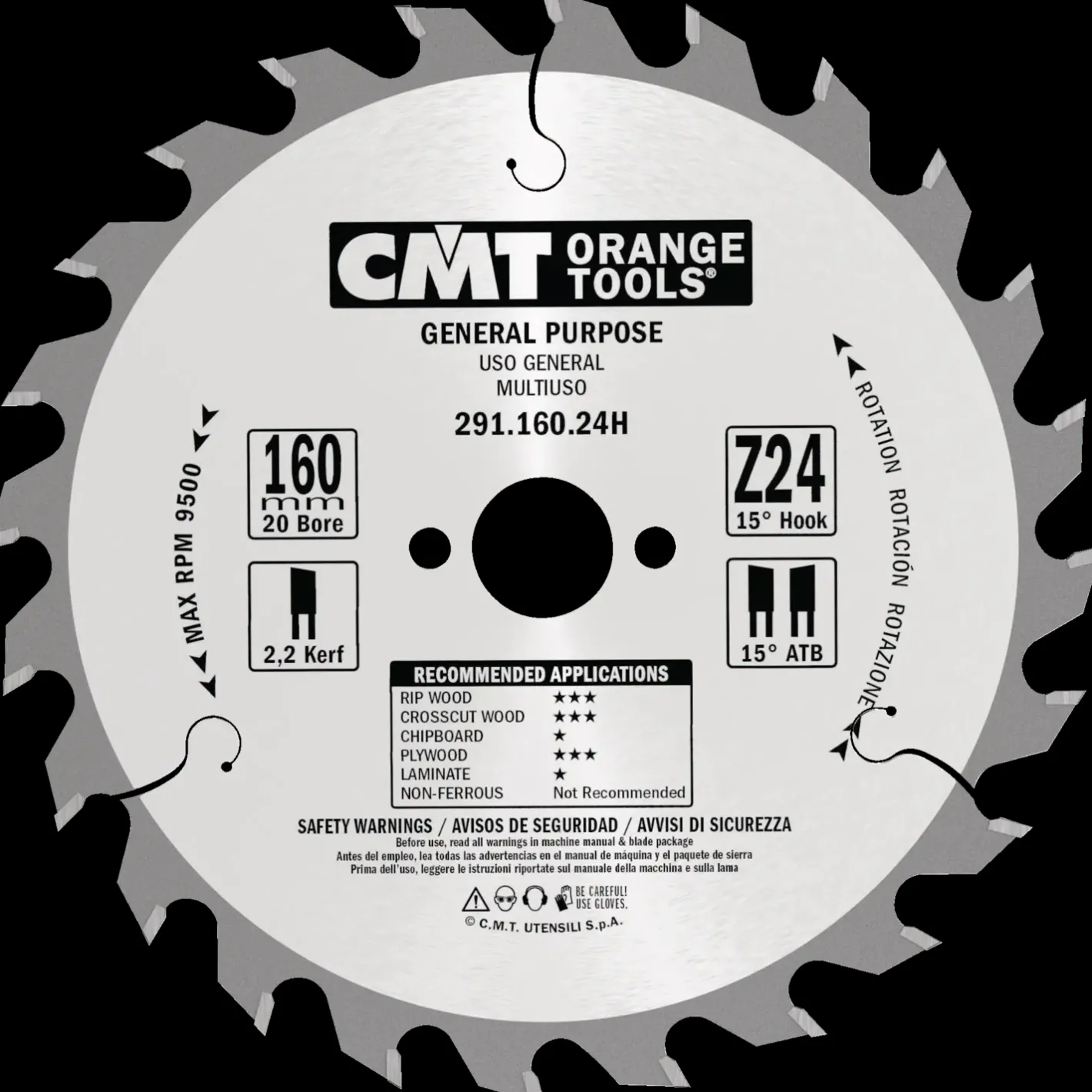CMT savklinge 160x2,2x20 mm Z24W* Rundsavklinger