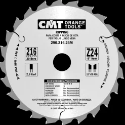 CMT savklinge 216x2,8x30 mm Z24W neg.* Rundsavklinger