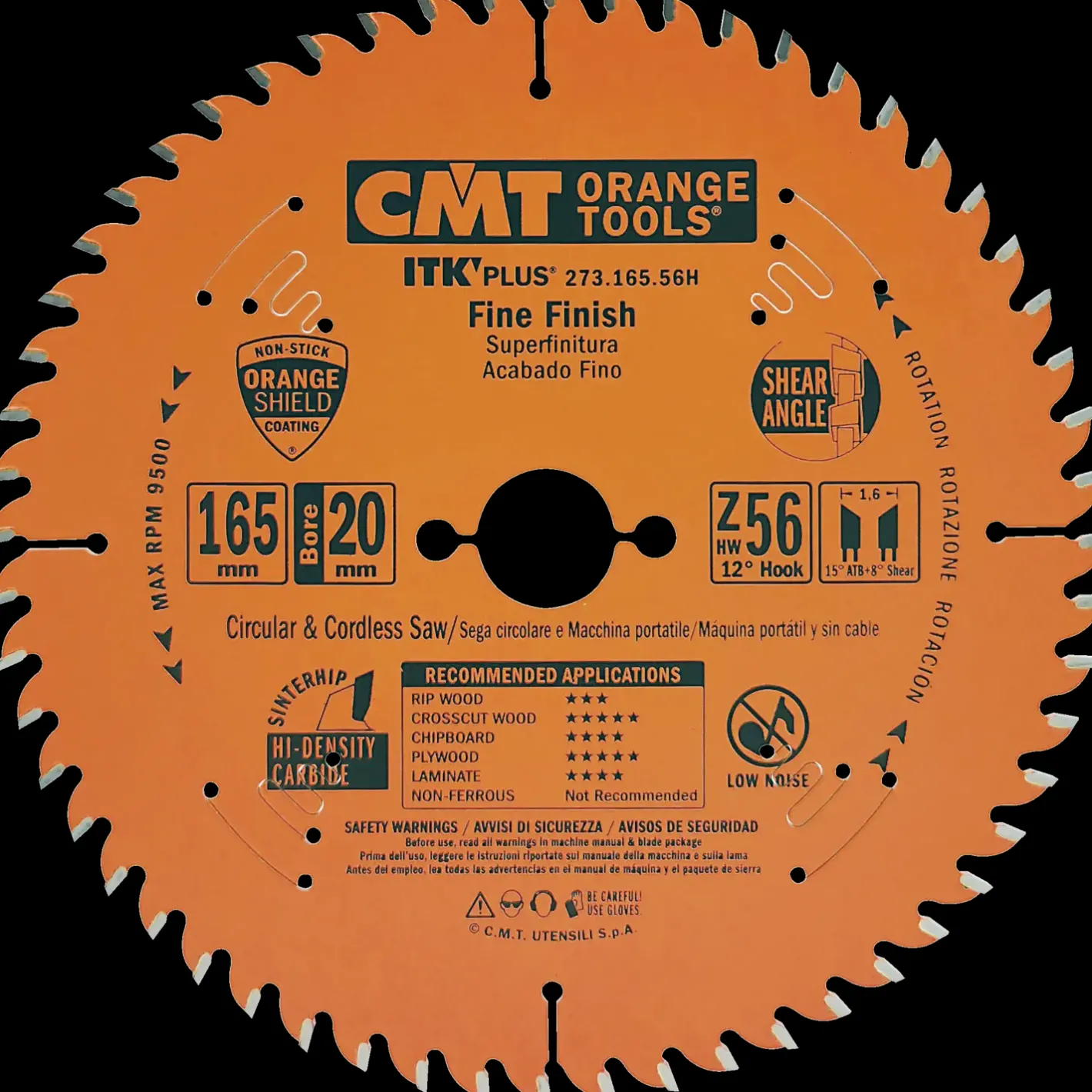 CMT savklinge 165x1,7x20 Z56 W* Rundsavklinger