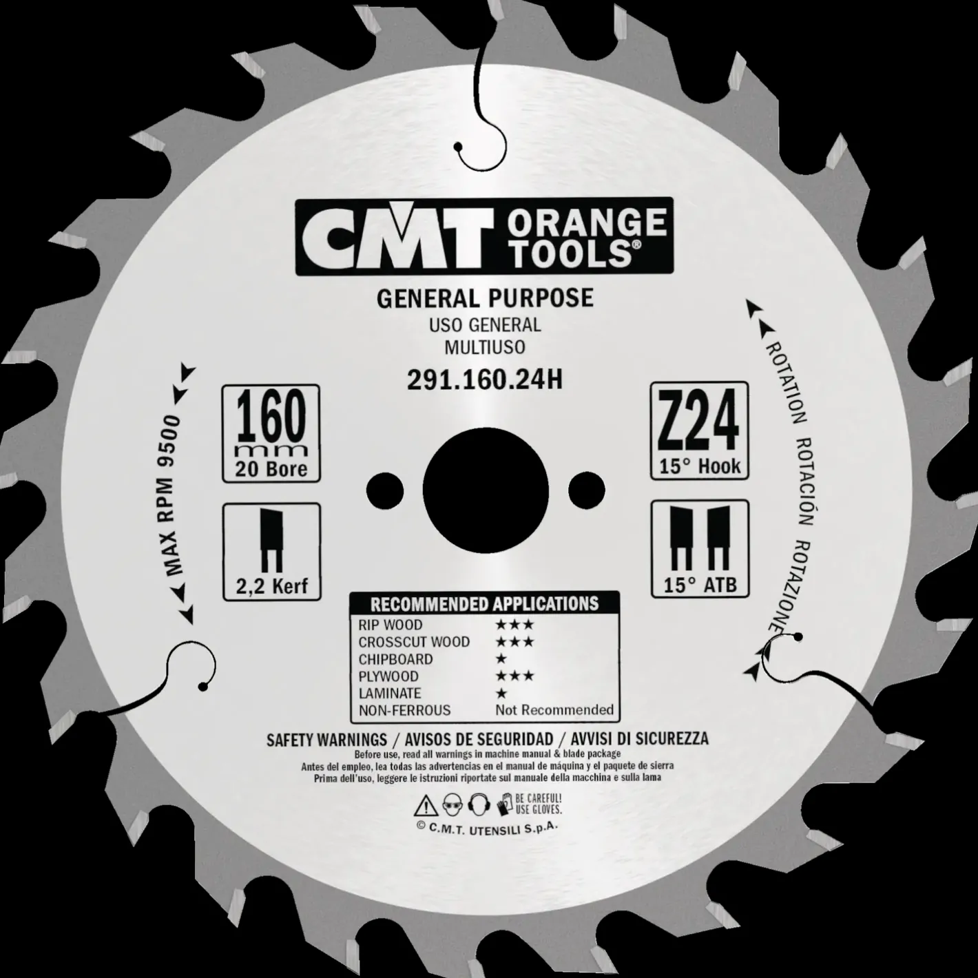 CMT savklinge 165x2,2x20 Z24W* Rundsavklinger