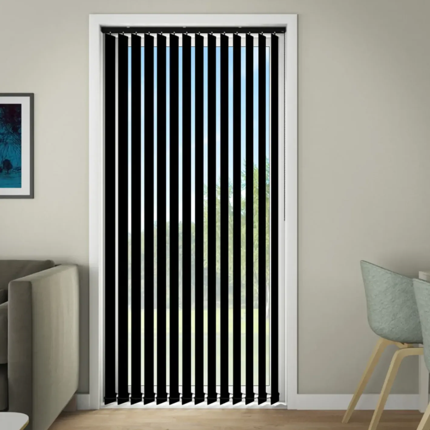 Debel lamelgardin komplet Line, sort 100x250 cm.* Gardiner|Tilbehør Til Kontor Og Værksted