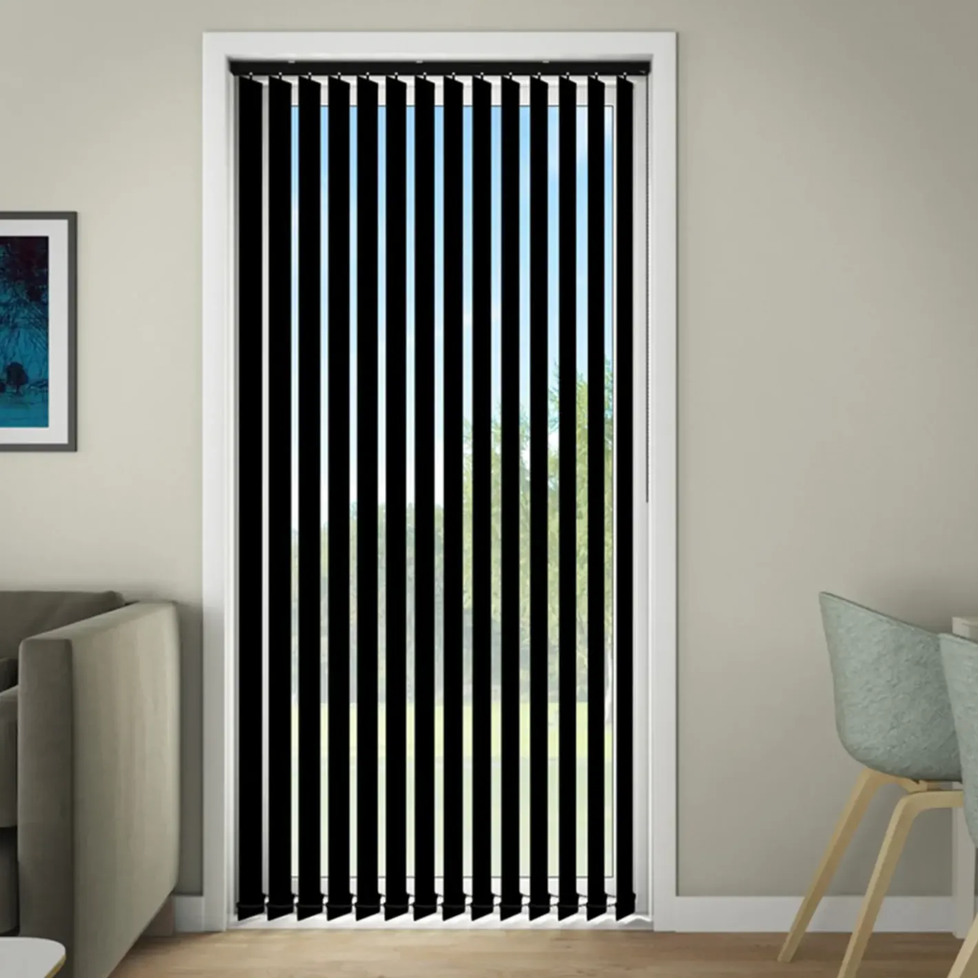 Debel lamelgardin komplet Line, sort 100x250 cm.* Gardiner|Tilbehør Til Kontor Og Værksted
