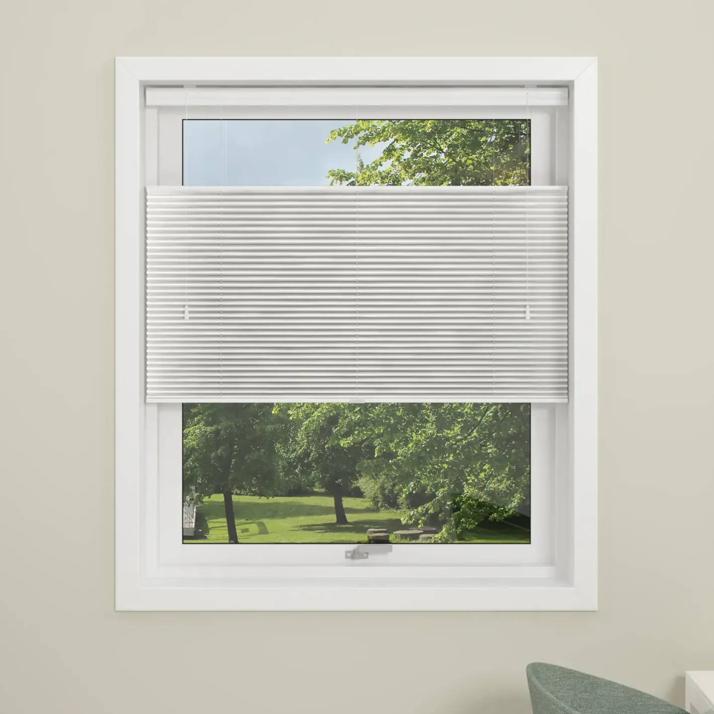 Debel touch split plissegardin hvid 60x160 cm* Gardiner|Tilbehør Til Kontor Og Værksted