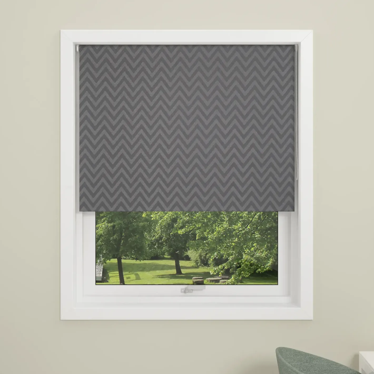 Debel Zig Zag rullegardin mørklægning grå 100x175 cm* Gardiner|Tilbehør Til Kontor Og Værksted