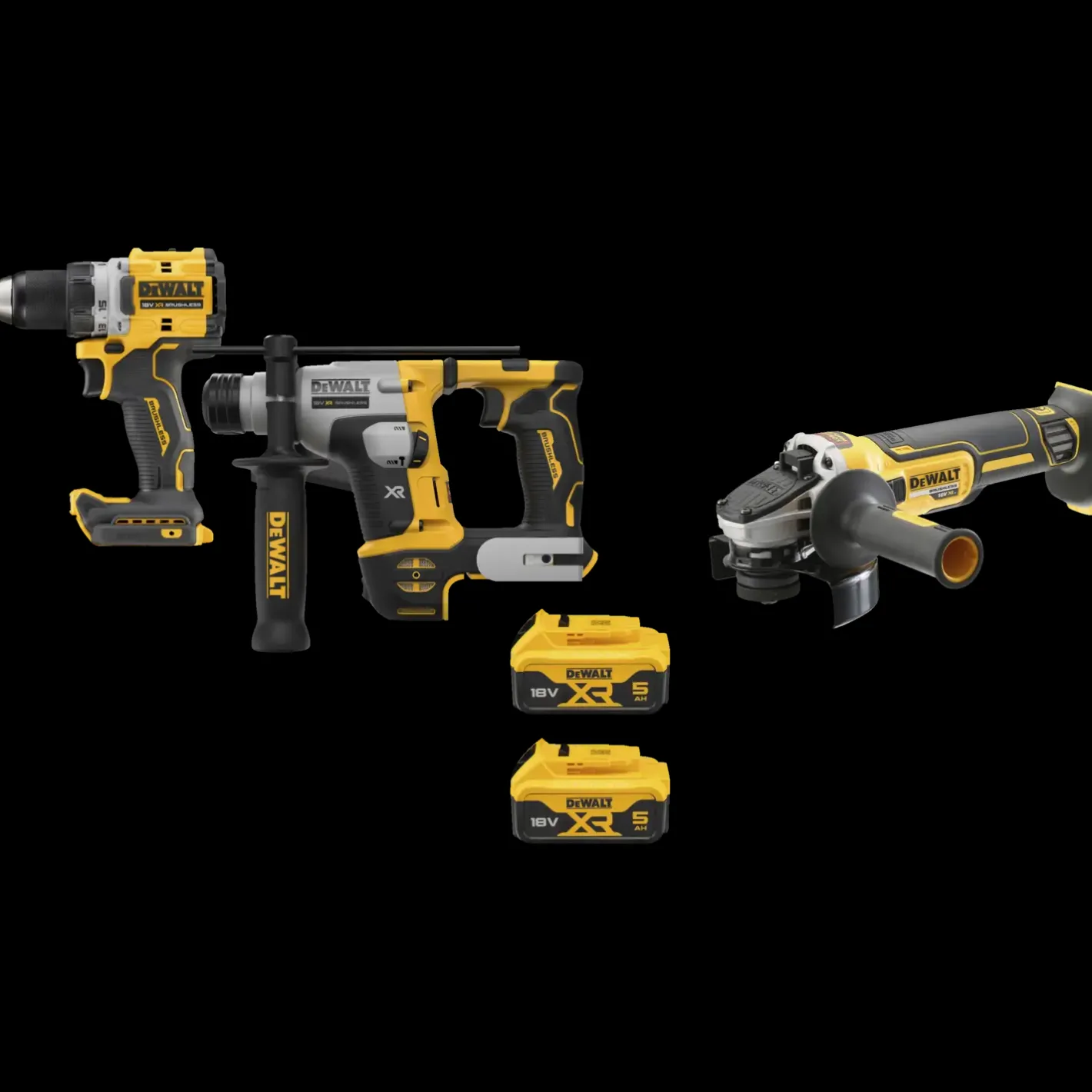 DeWALT DCK355P2T-QW 18V kombokit med 3 maskiner 2x5.0 Ah batterier* Elværktøjssæt