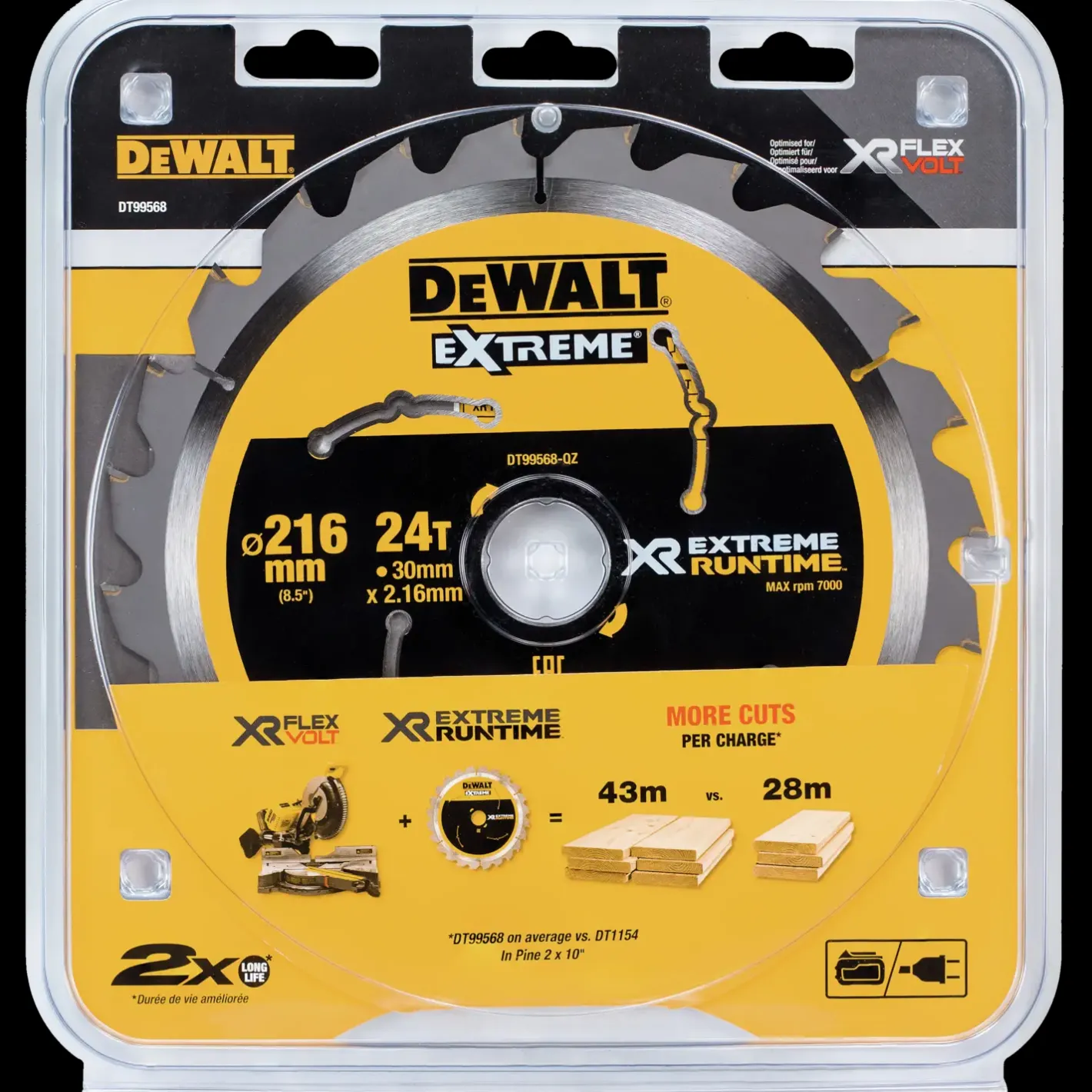 DeWALT DT99568-QZ XR FLEXVOLT savklinge Ø216xø30mm* Rundsavklinger