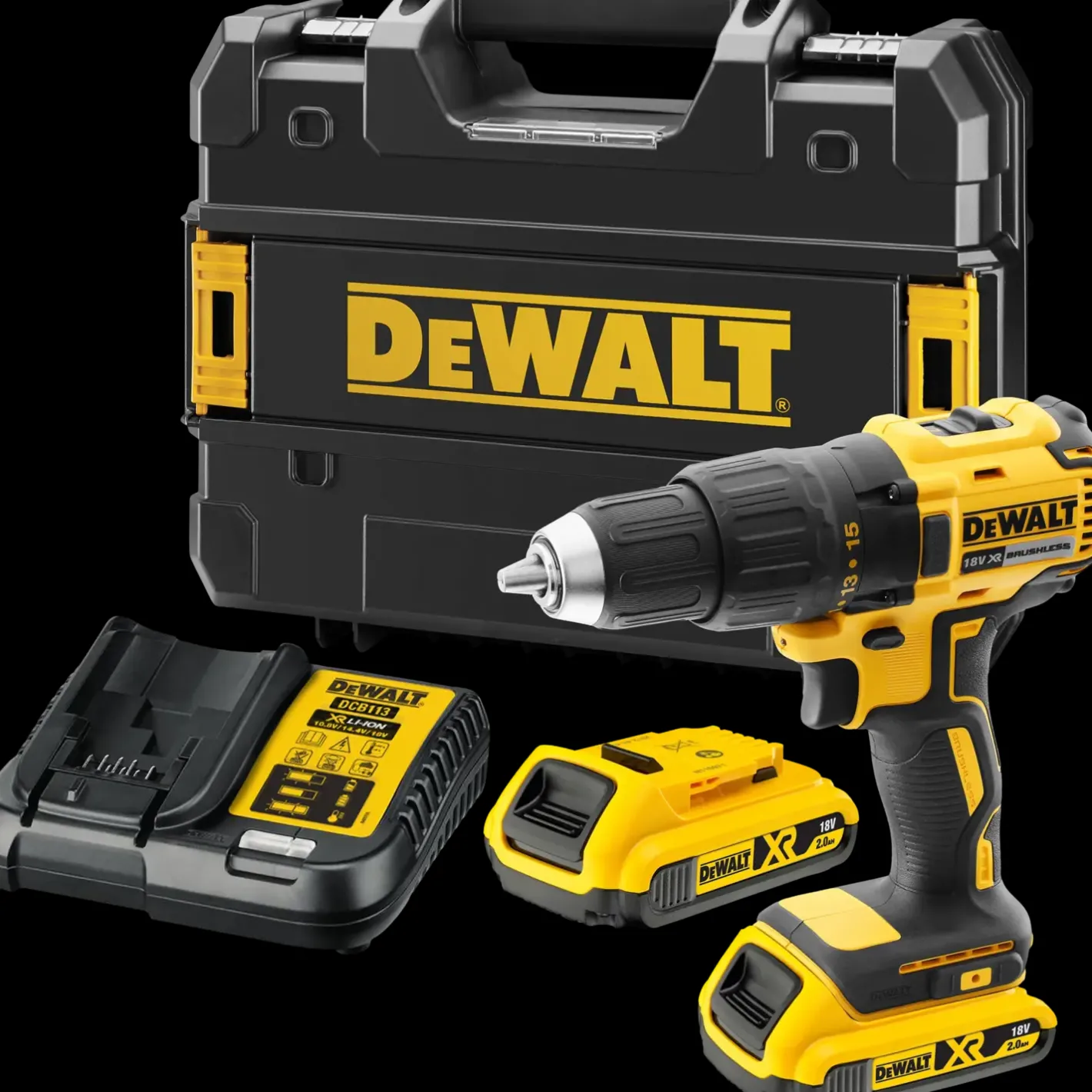 DeWALT 18V XR kompakt skruemaskine inkl. 2 x 1,5 Ah batterier* Bore- Og Skruemaskiner
