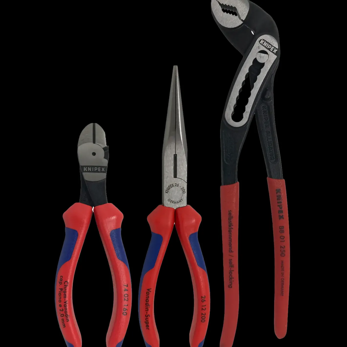 Knipex tangsæt kraft-sidebider/fladrundtang/vandpumpetang* Tænger