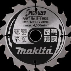 Makita rundsavklinge 16T 136x20 mm* Rundsavklinger