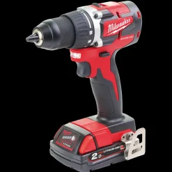 Milwaukee M18 CBLDD-202C 18V bore-/skruemaskine 2x2.0 Ah inkl. kuffert* Bore- Og Skruemaskiner