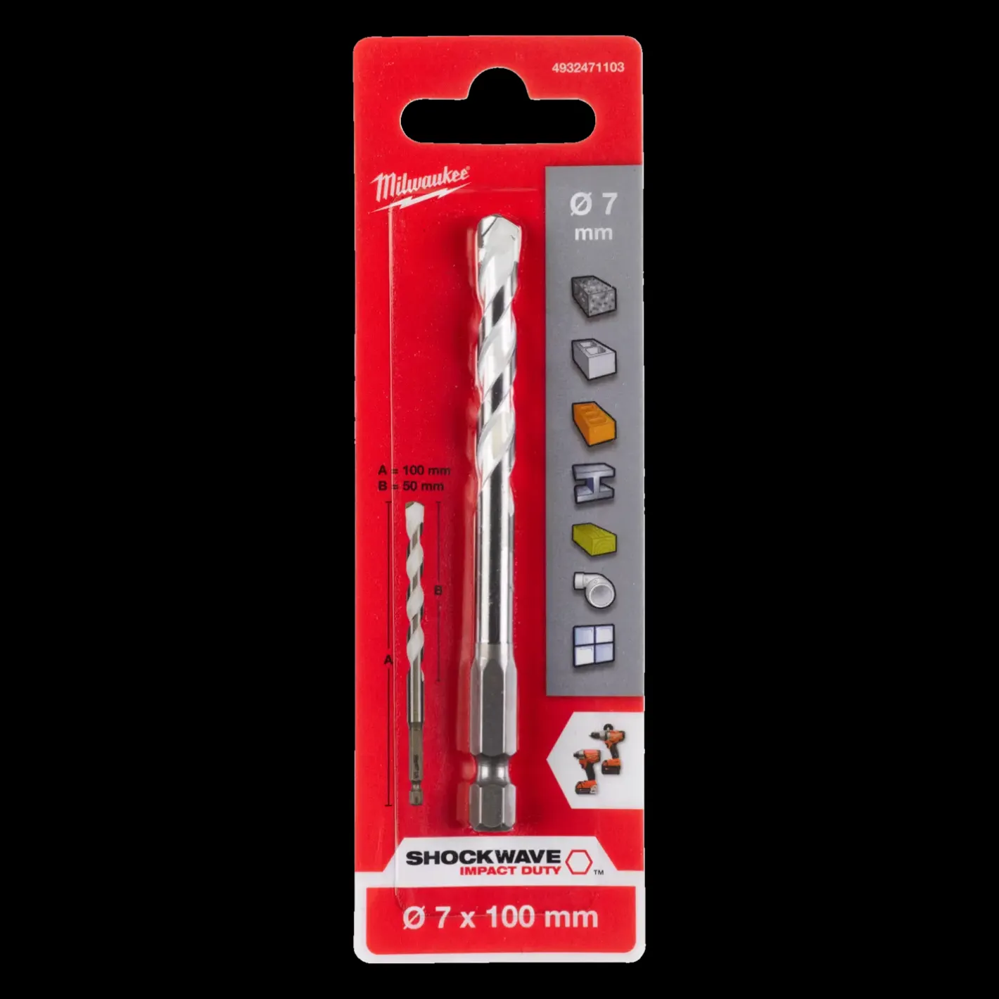 Milwaukee MM multimaterialbor Hex-fæste 3x90 mm* Bor- Og Borsæt