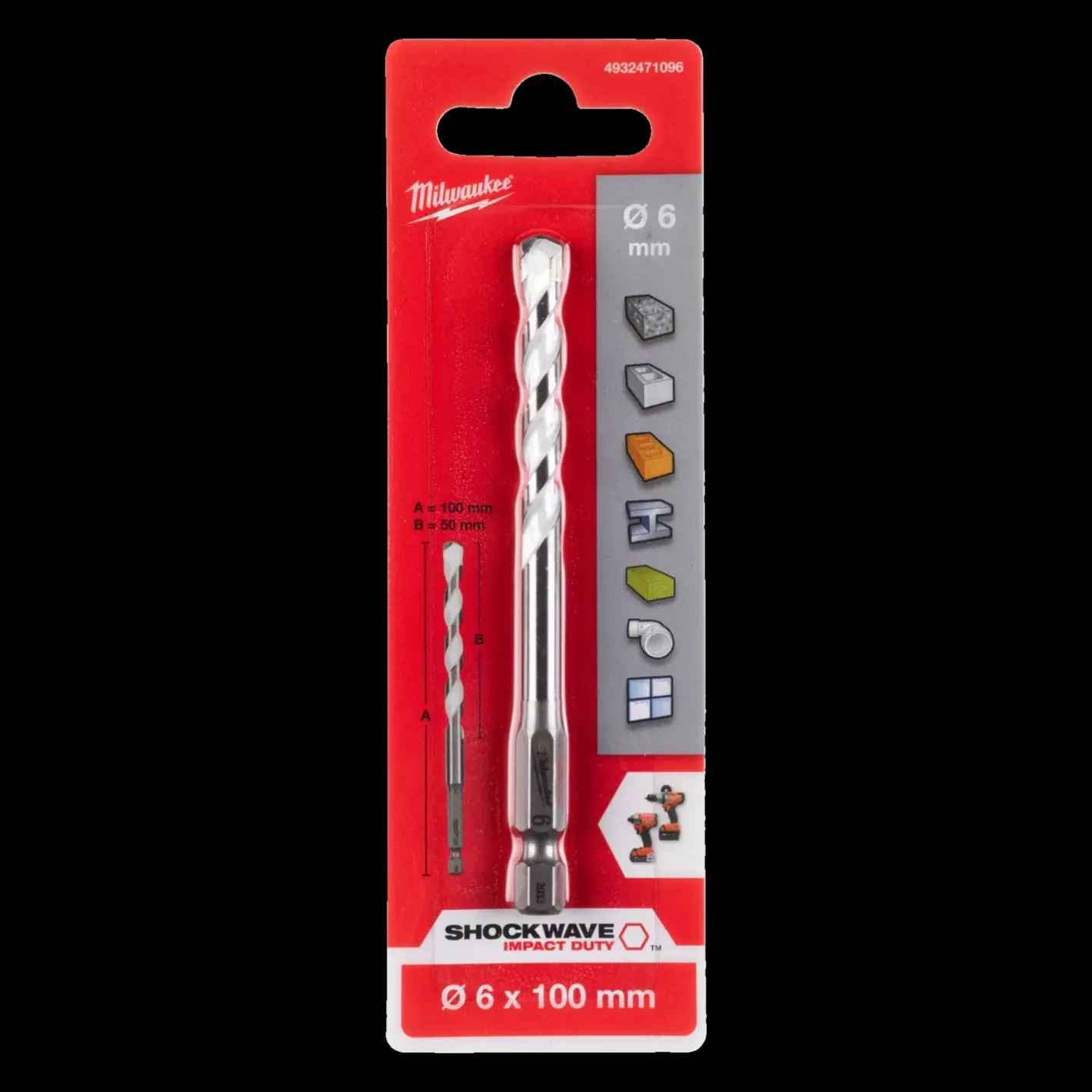 Milwaukee MM multimaterialbor Hex-fæste 3x90 mm* Bor- Og Borsæt
