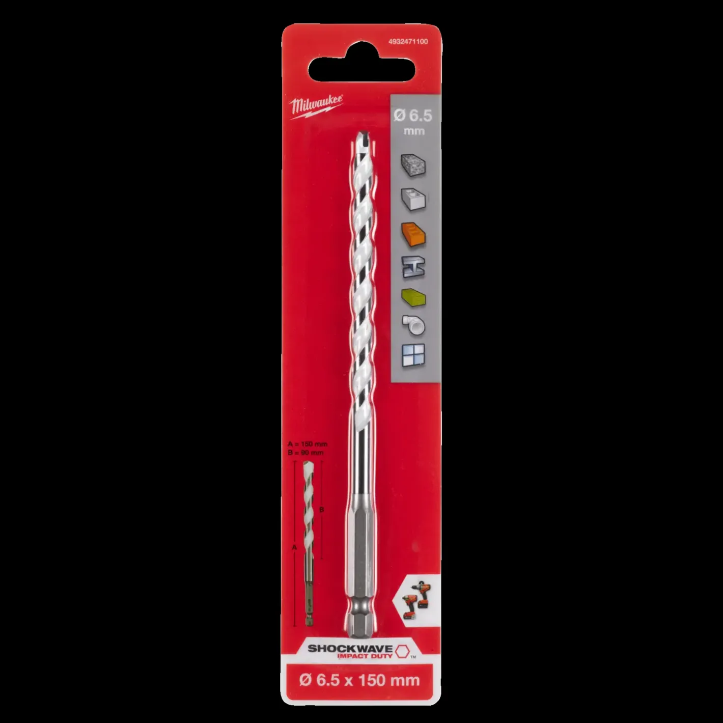 Milwaukee MM multimaterialbor Hex-fæste 3x90 mm* Bor- Og Borsæt
