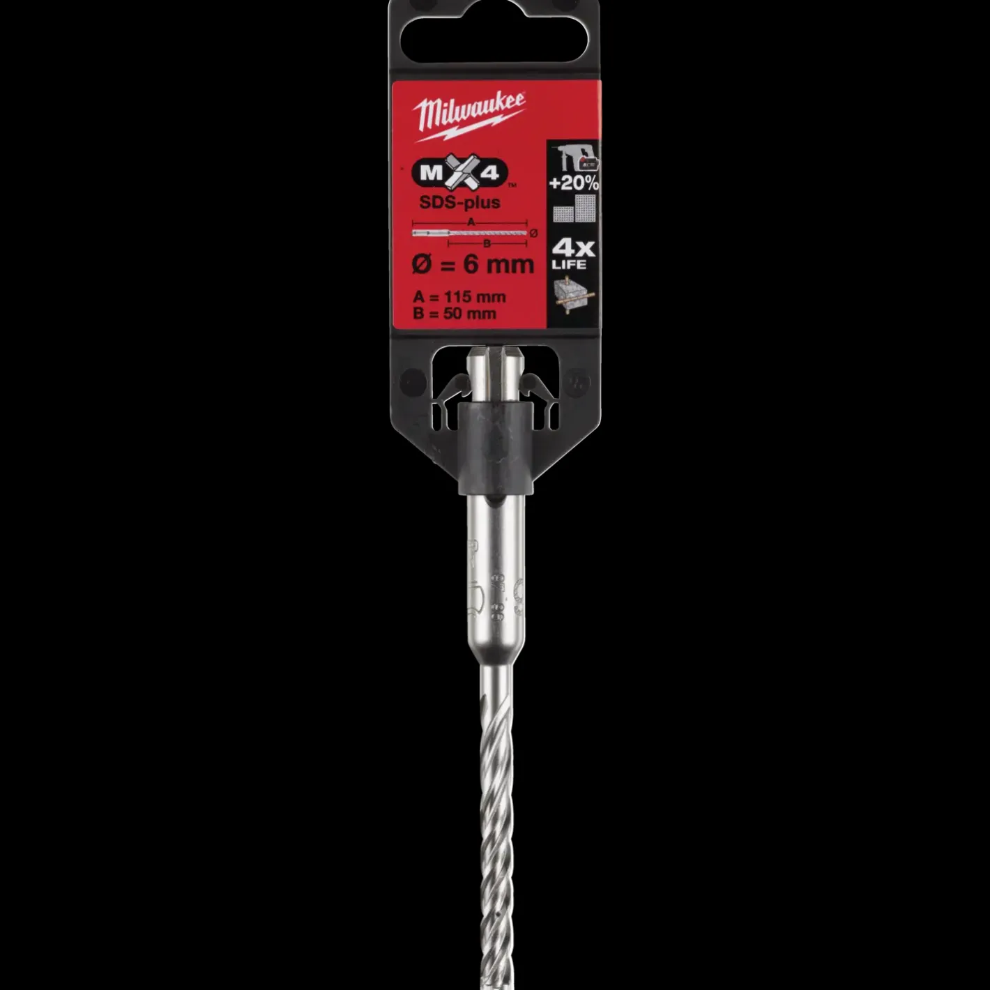 Milwaukee MX4 - 4 skærs SDS+ hammerbor 6x115 mm* Bor- Og Borsæt