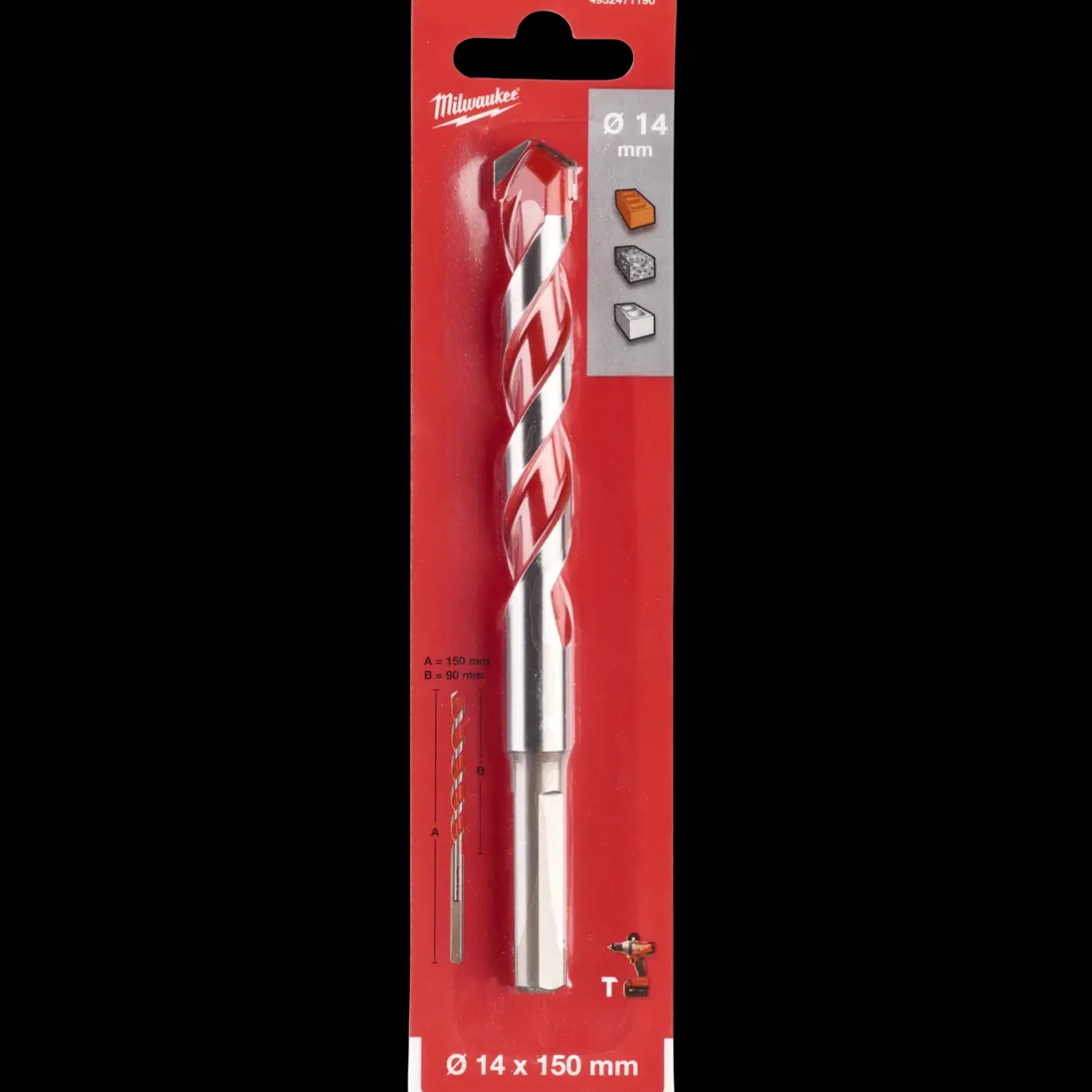 Milwaukee premium murbor med karbidspids 14x150 mm* Bor- Og Borsæt