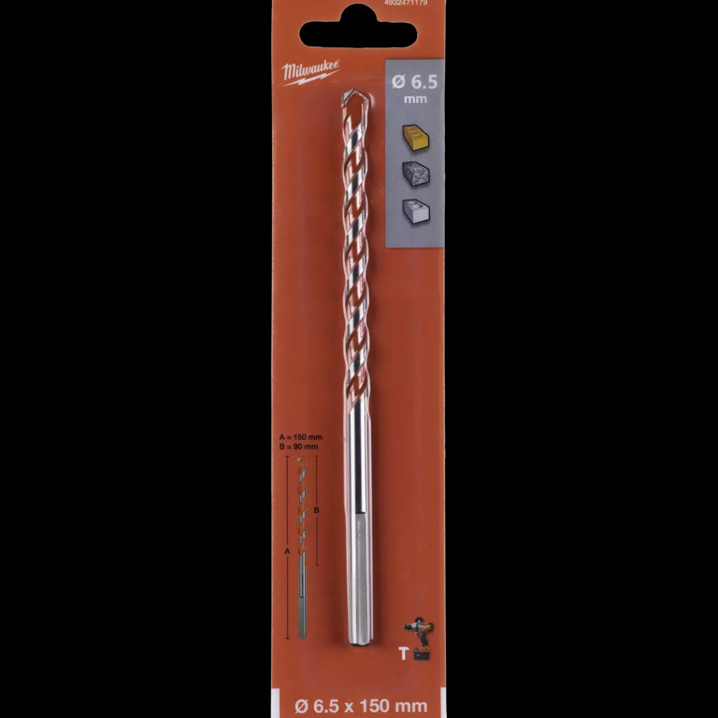 Milwaukee premium murbor med karbidspids 6,5x150 mm* Bor- Og Borsæt