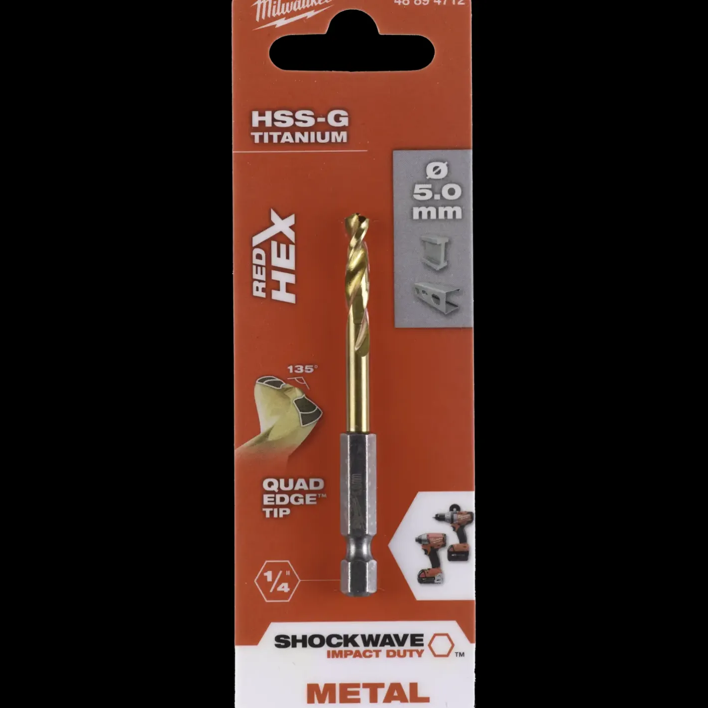 Milwaukee Red Hex shockwave™ HSS-Tin metalbor 5 mm* Bor- Og Borsæt