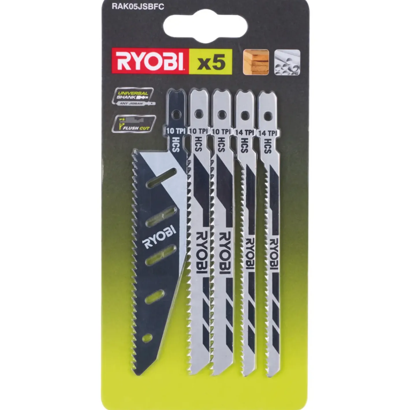 Ryobi RAK05JSBFC stiksavsklinger træ og plastik 5 stk* Stiksavs-Klinger