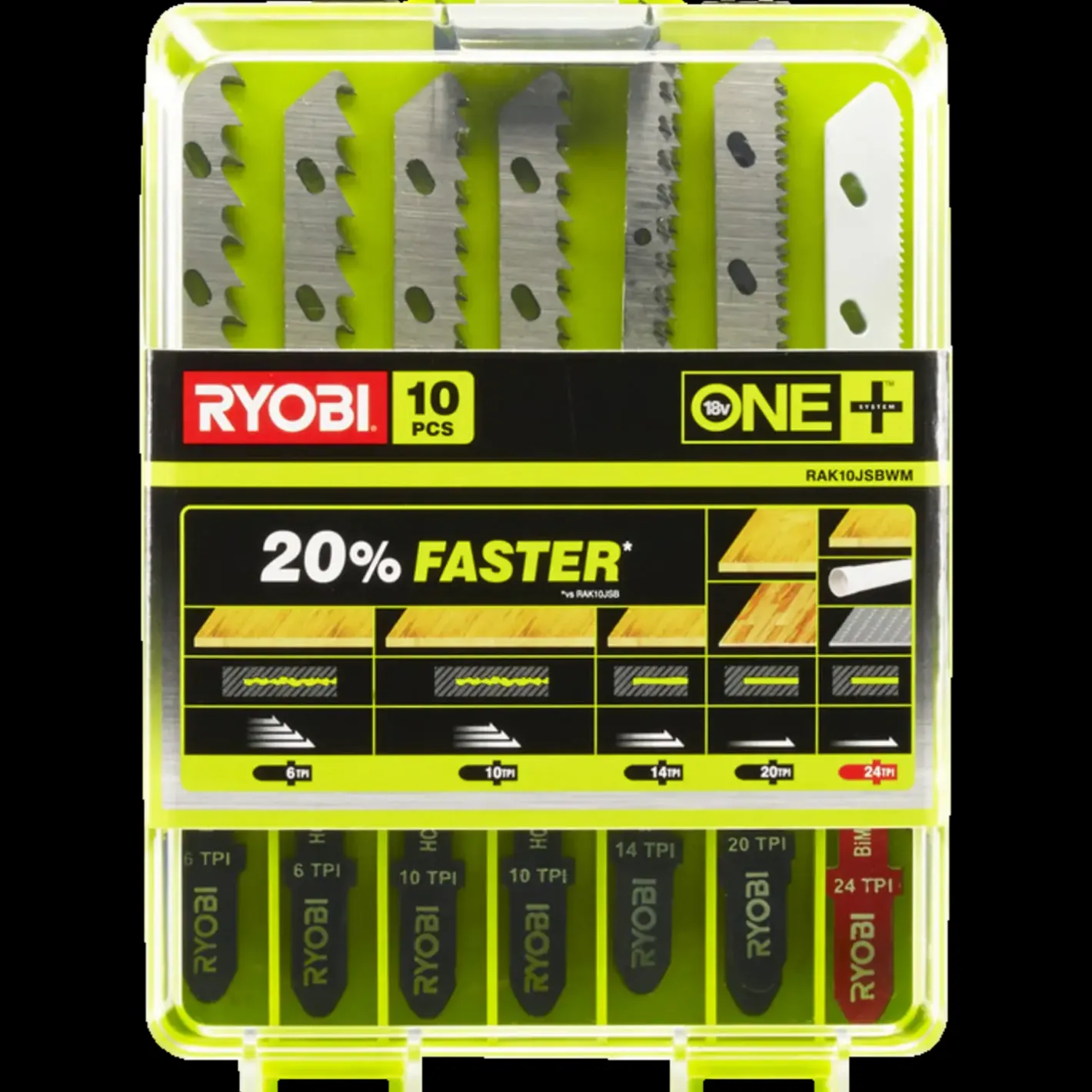 Ryobi RAK10JSBWM stiksavklinger træ, metal og rør 10 pak* Stiksavs-Klinger