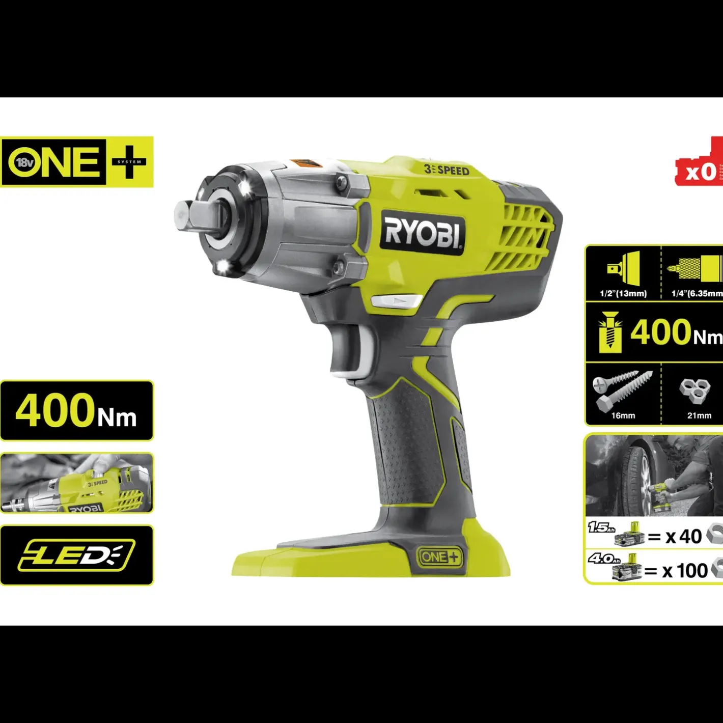 Ryobi R18IW3-0 slagnøgle 18V ONE+ solo* Slagnøgler