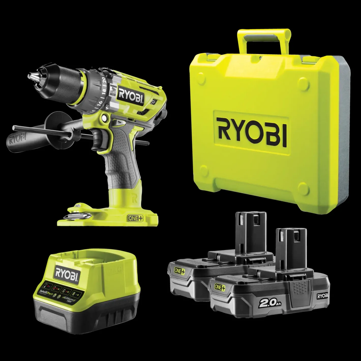 Ryobi R18PD7-220B akku slagbore-/skruemaskine 2x2,0 Ah 18V ONE+* Bore- Og Skruemaskiner