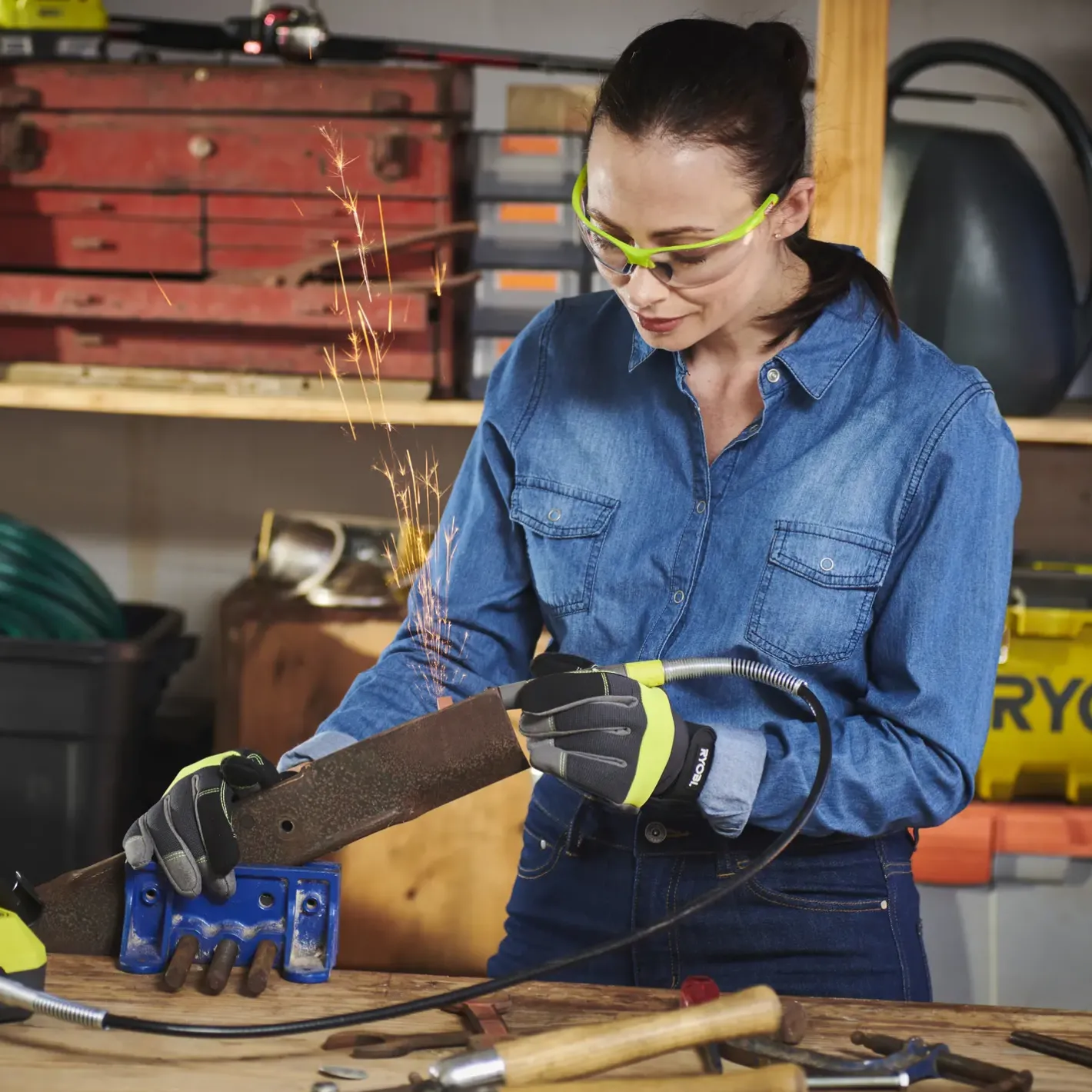 Ryobi R18RT-0 roterende multiværktøj 18V ONE+ solo m. 33 tilbehørsdele* Båndslibere