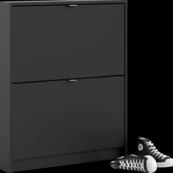 Tvilum Shoes skoskab m/2 klaplåger mat sort* Garderobe|Tilbehør Til Kontor Og Værksted