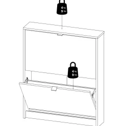 Tvilum Shoes skoskab m/2 klaplåger mat sort* Garderobe|Tilbehør Til Kontor Og Værksted