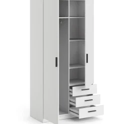 Tvilum Sprint garderobeskab m/2 låger og 3 skuffer hvid* Garderobe|Tilbehør Til Kontor Og Værksted