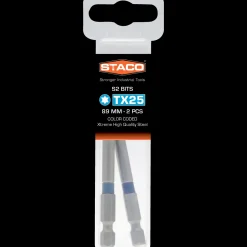Staco 1/4" TX25 bit blå 89 mm 2 stk.* Bits- Og Bitssæt