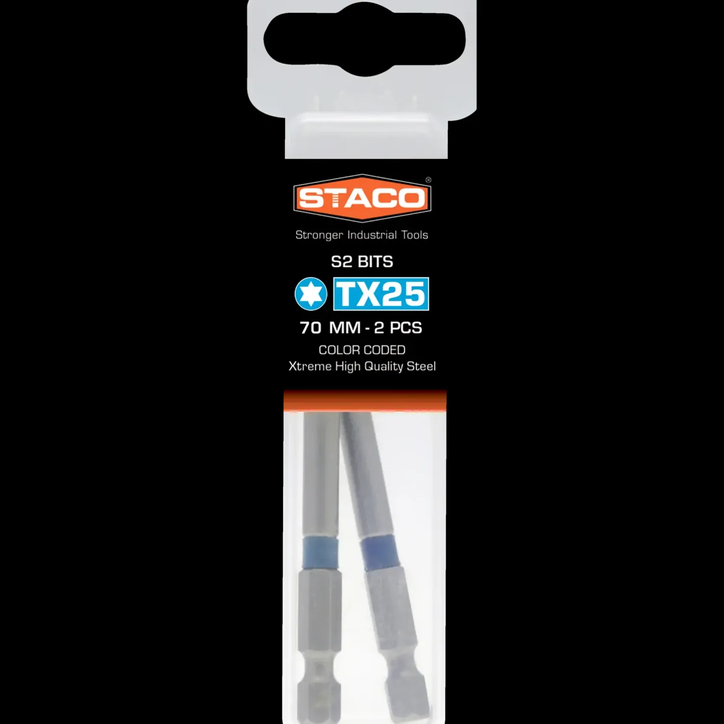 Staco 1/4" TX25 bit blå 70 mm 2 stk.* Bits- Og Bitssæt|Bor- Og Borsæt