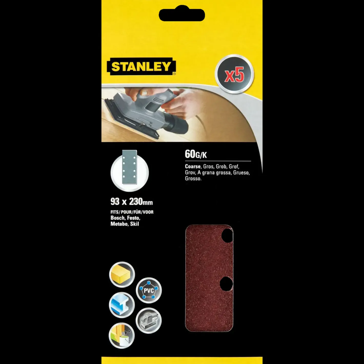 Stanley White Alox K40 slibeark 93x230 mm 5 stk* Sliberondeller Og Slibeark