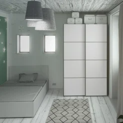 Tvilum Verona skydedørsskab 2 låger 182x201 cm hvid* Garderobe|Tilbehør Til Kontor Og Værksted