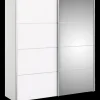 Verona skydedørsskab m/spejl 2 låger 182x201 cm hvid* Garderobe|Tilbehør Til Kontor Og Værksted