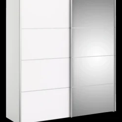 Verona skydedørsskab m/spejl 2 låger 182x201 cm hvid* Garderobe|Tilbehør Til Kontor Og Værksted