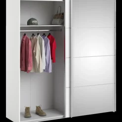 Verona skydedørsskab m/spejl 2 låger 182x201 cm hvid* Garderobe|Tilbehør Til Kontor Og Værksted
